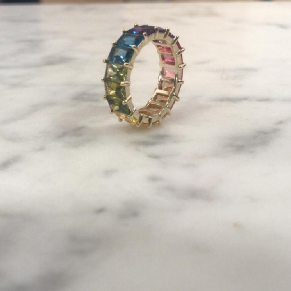 Sterling Silver Gold Plated Rainbow Ring